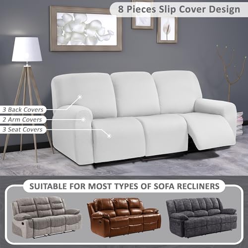 ULTICOR Squared Jacquard 8-Piece Recliner Sofa Cover
