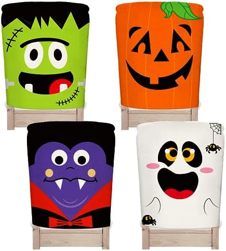 Whaline Halloween Chair Covers 4 Pack Spooky Designs