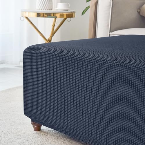 ANWUCHEN Ottoman Cover - Blue Stretch Knitted Slipcover