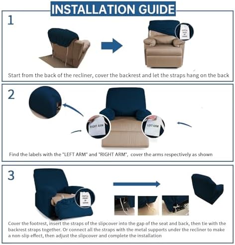 XINEAGE 4-Piece Recliner Cover Stretch Jacquard Slipcover with Pocket