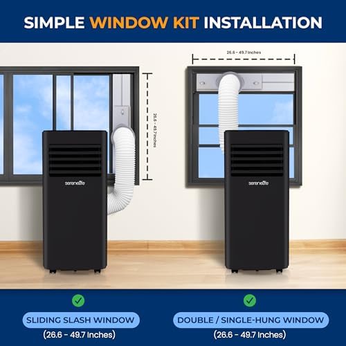 SereneLife 10000 BTU Portable Air Conditioner with Window Mount Kit