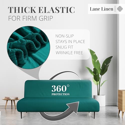 LANE LINEN Teal Armless Futon Cover - Stretch Fit Machine Washable