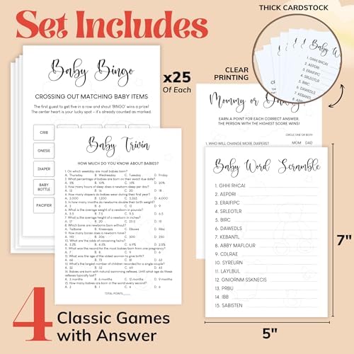 Funny Baby Shower Games Gender Neutral Bingo Trivia Set