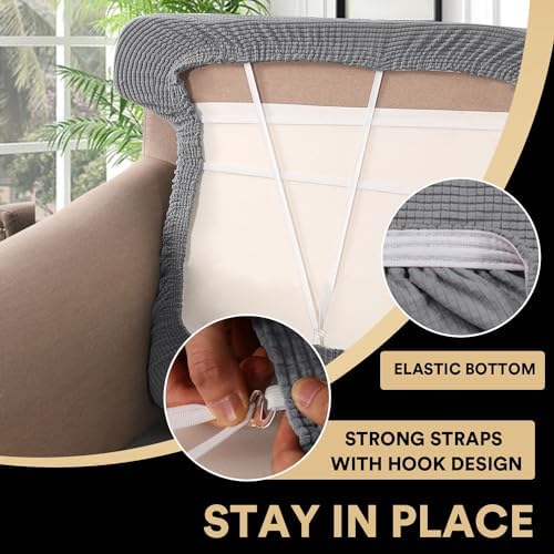 PrinceDeco 2 Piece T-Shaped Sofa Slipcovers with Elastic Bottom