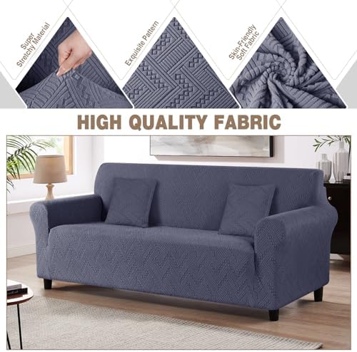 Ruaozz Stretch Sofa Cover for 3 Seater Grey