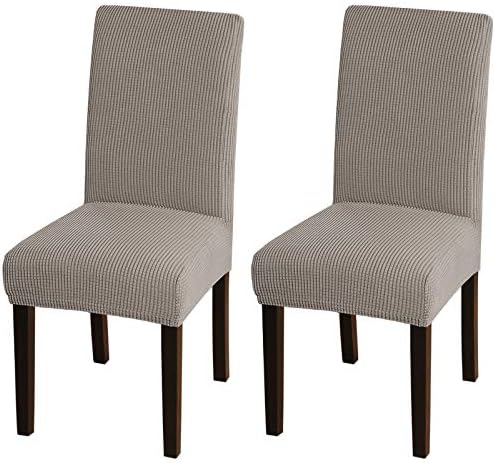 Turquoize Dining Chair Covers Set of 2 Taupe Stretch Slipcovers