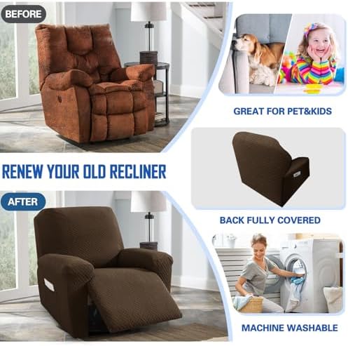 MAXIJIN Recliner Slipcovers 4 Piece Set