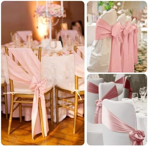 Gray Satin Chair Sashes 50pcs Wedding Decor Bow Ties