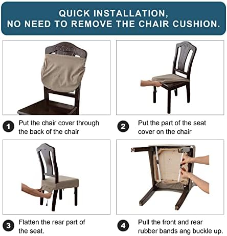 Genina Waterproof Dining Chair Seat Covers 4 PCS Grey Back Covered