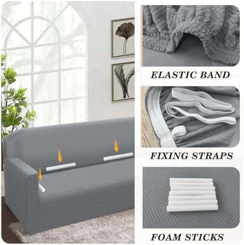 Arfntevss Magic Stretch L Shape Sofa Cover Dove Grey X-Large