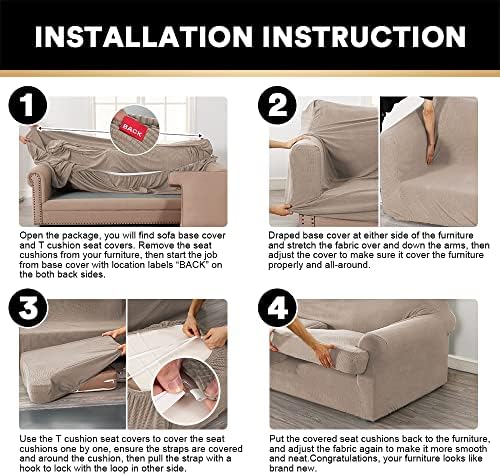 PrinceDeco T Cushion Sofa Slipcover 4 Piece Set