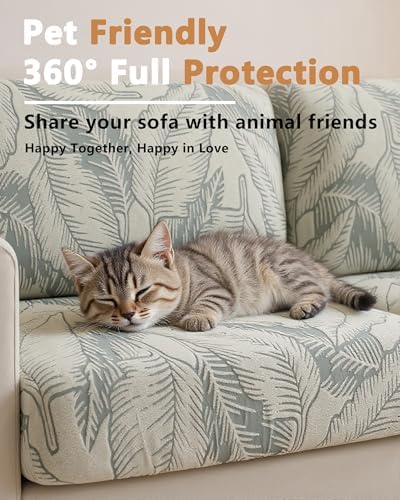 Washable Sectional Couch Covers Leaf Printed Pet Friendly