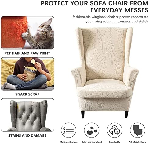 Waterproof Wingback Chair Cover 2 Piece Set