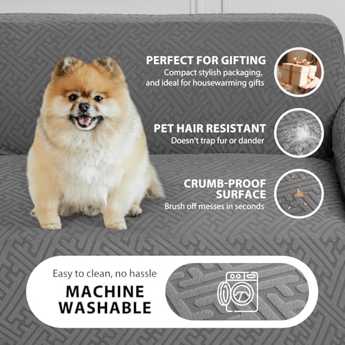 Stretch L Shape Sofa Cover for Sectional Pet Friendly Washable Gray