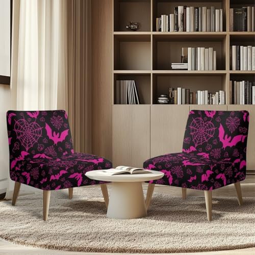 Kuiaobaty Halloween Bat Spider Web Chair Cover 1