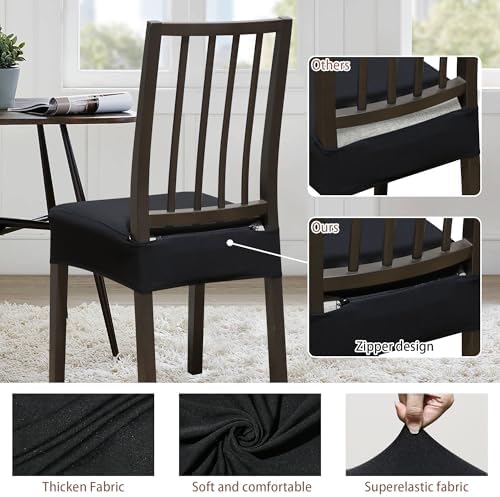 Dining Chair Covers Set of 4 with Zipper Black 1