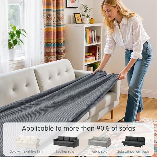 Hokway Stretch Sofa Slipcover Cushion Cover Large Light Grey