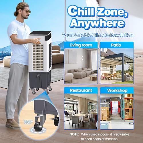 Riseon 3500CFM 3-in-1 Swamp Cooler with Remote and 65Gal Water Tank