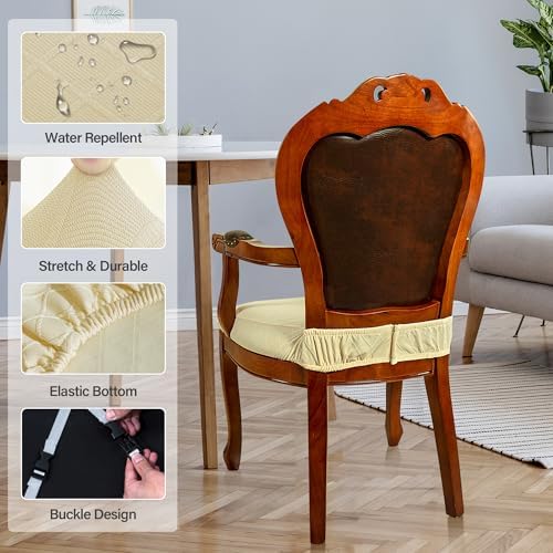 CZL Dining Chair Seat Covers Set of 6 Beige