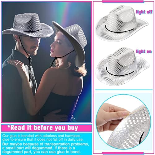 Kigeli 10 Pcs LED Cowboy Hat for Costume