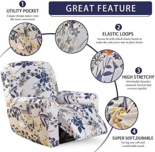 Iauddy 4-Piece Recliner Slipcover Set