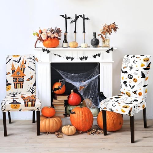 4 Pack Halloween Chair Covers for Dining Room