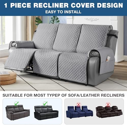 TAOCOCO 3 Seater Recliner Sofa Slipcover Light Gray