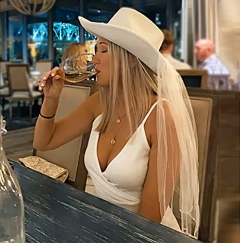 4Es Novelty Bride Cowgirl Hat with Veil and Bachelorette Sash 1