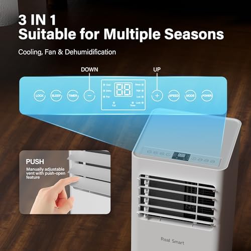 RealSmart 10000 BTU Quiet Portable AC Unit for Rooms