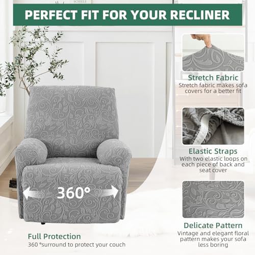 Lapalife Recliner Chair Covers 4-Piece Set Grey
