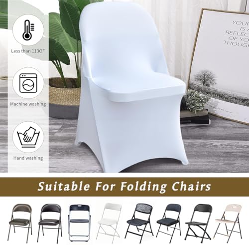 50 Pcs White Folding Chair Covers Universal Fit for Events and Parties