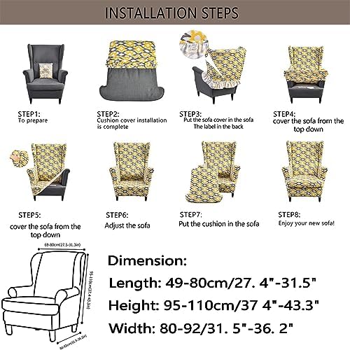 2 Piece Wingback Chair Covers for Living Room Armchair Halloween