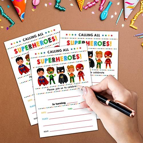 CLIRBE Superhero Birthday Invitations 20 Pieces Set