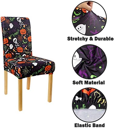 XAMSHOR Halloween Chair Covers Set of 4 Black 1