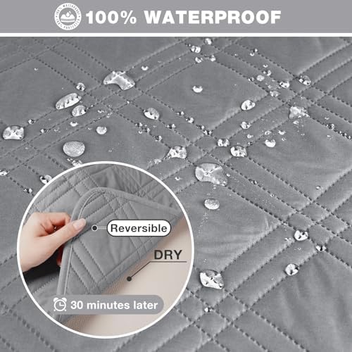 TAOCOCO Large Reversible L Shaped Sofa Covers 3pcs Waterproof Sectional Couch Protection