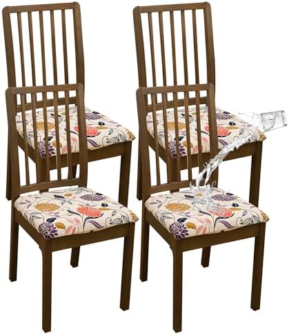 FORCHEER Waterproof Dining Chair Seat Covers Set of 4 1