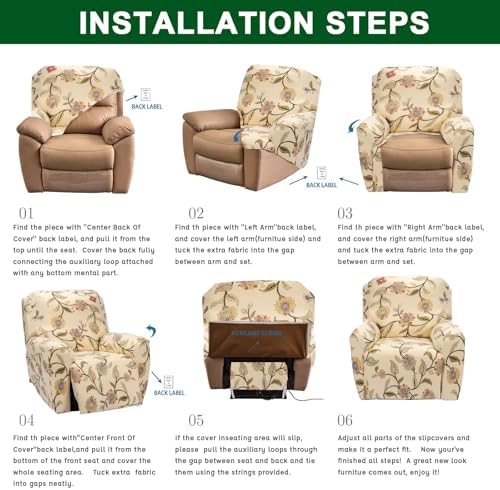 CRFATOP 4-Piece Recliner Slipcover with Pockets