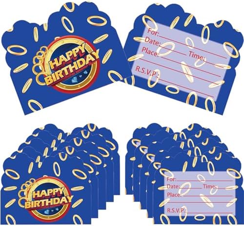 20 Pcs Blue Hedgehog Party Invitation Cards Cartoon Birthday Supplies