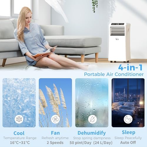 HOMCOM 8000 BTU Portable Air Conditioner with 4 Modes and Remote Control