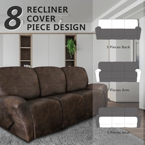 Molasofa Recliner Sofa Covers 8 Piece Dark Brown