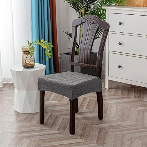 Genina Waterproof Dining Chair Seat Covers 4 PCS Grey Back Covered