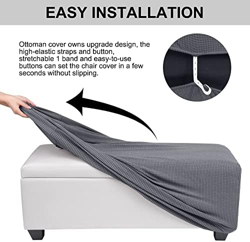 PiccoCasa High Stretch Ottoman Cover Large Dark Gray