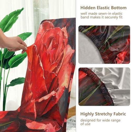 BOESI Oil on Canvas Rose Chair Cover Removable and Washable Slipcover
