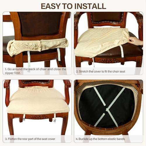 CZL Dining Chair Seat Covers Set of 6 Beige