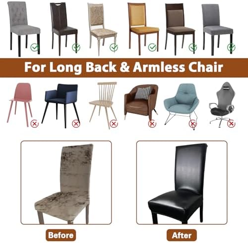 WUSOUPU Dining Chair Covers Set of 4 Black Waterproof Slipcovers