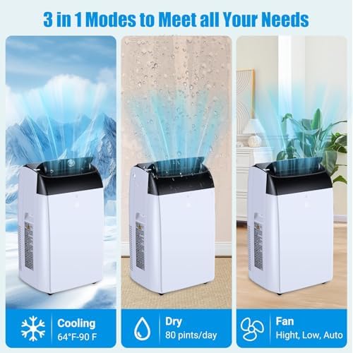 GarveeHome 14000 BTU Portable Air Conditioner with 3-in-1 Features