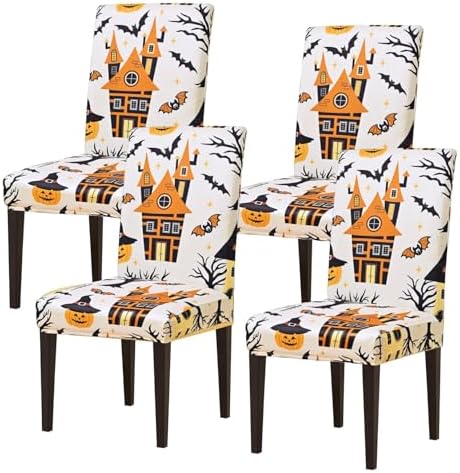 4 Pack Halloween Chair Covers for Dining Room