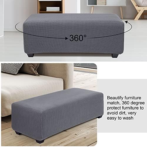 PiccoCasa High Stretch Ottoman Cover Large Dark Gray
