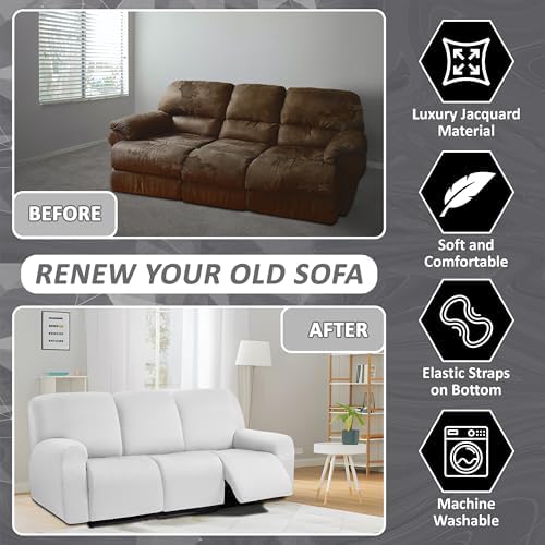 ULTICOR Squared Jacquard 8-Piece Recliner Sofa Cover