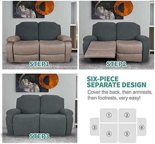YEMYHOM 6 Piece Stretch Loveseat Recliner Slipcover